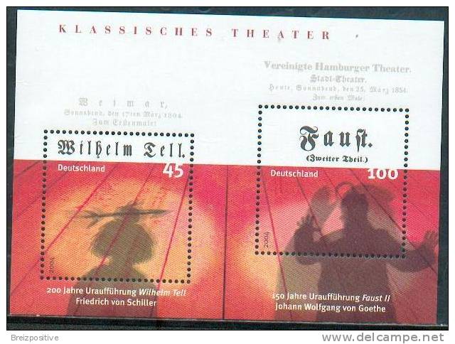 Allemagne Germany 2004 - Théâtre Classique (Goethe & Schiller) / Classical Theatre (Goethe & Schiller) - MNH - Teatro