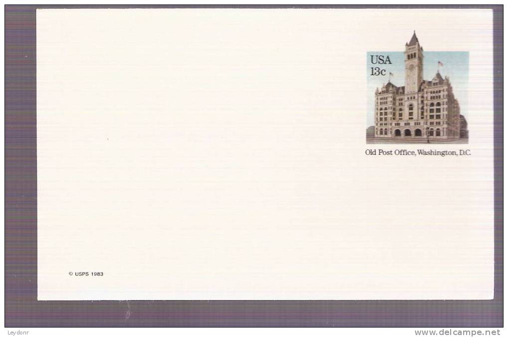 Postal Card - Old Post Office, Washington D.C. - Scott # UX99 - 1981-00