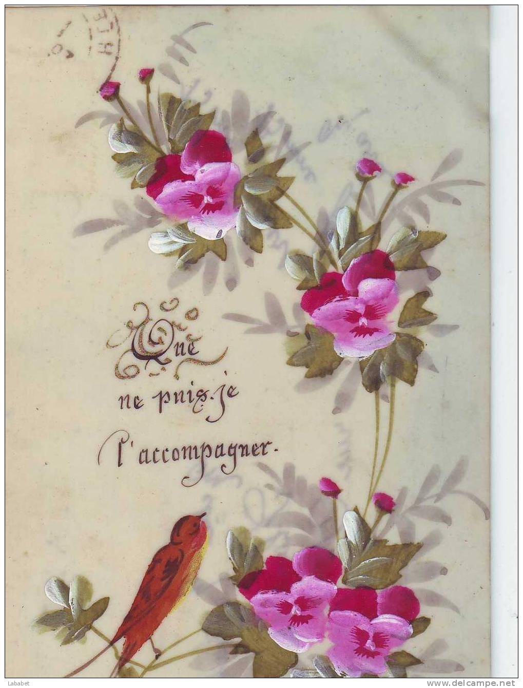 Carte En Mica  Avec Bouquet De Violettes - Autres & Non Classés