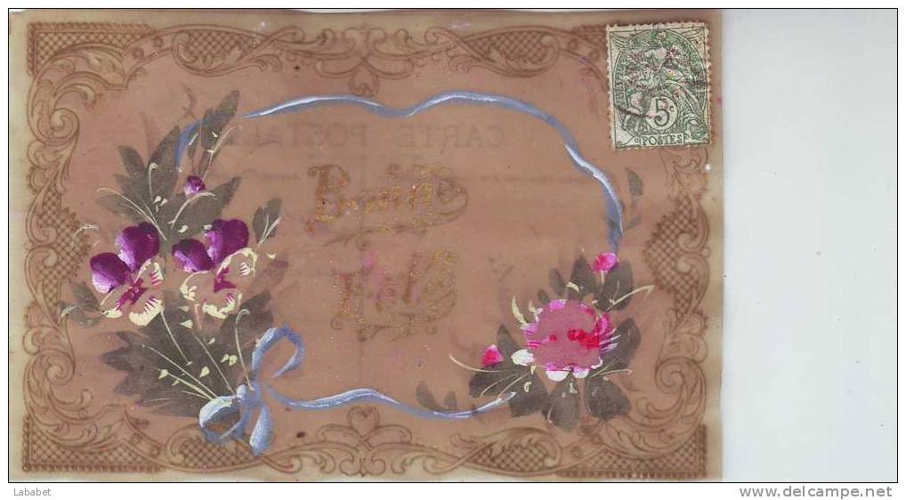 Carte En Mica  Avec Bouquet De Violettes  Bonne Fête - Andere & Zonder Classificatie