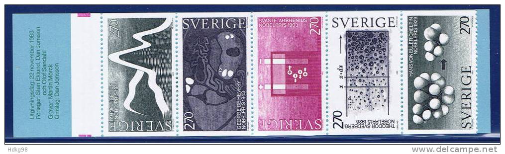 S Schweden 1983 Mi 1262-66** Nobelpreise (Markenheftchen) - Ongebruikt
