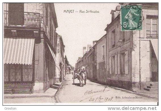 MAYET RUE ST NICOLAS 1908 (ATTELAGE CHEVAL PP) - Mayet