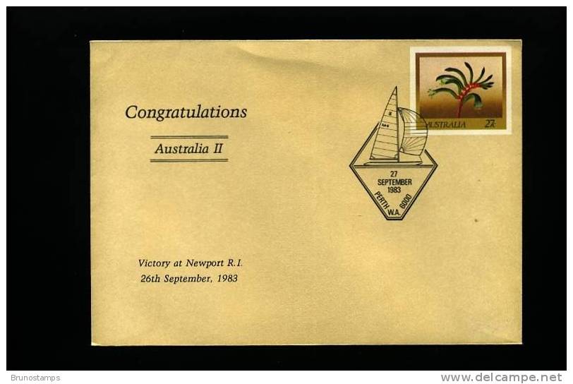 AUSTRALIA - 1983 VICTORY AT NEWPORT R.I. PRESTAMPED ENVELOPE COMM. CANCEL - Postal Stationery