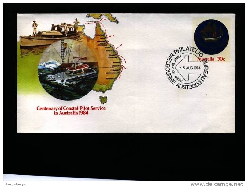 AUSTRALIA - 1984 CENTENARY OF COASTAL PILOT SERVICE PRESTAMPED ENVELOPE FDI - Entiers Postaux