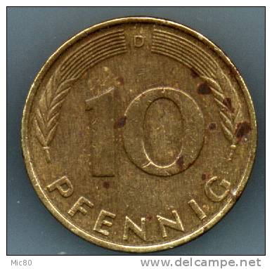 Allemagne 10 Pfennig 1990 D Ttb - 10 Pfennig
