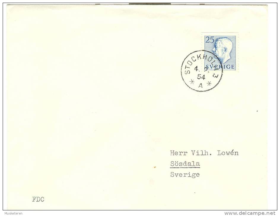 Sweden Mi. 391A King Gustav Adolf Type I On FDC 1954 €45,- - FDC