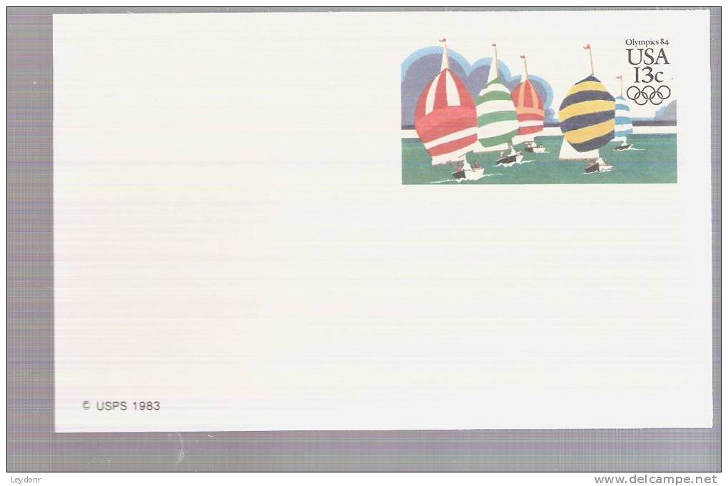 Olympic's '84, Yachting  - Postal Card . - Scott # UX100 - 1981-00