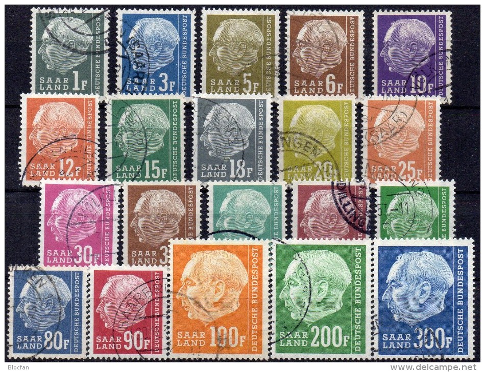 1.Bundespräsident Prof.Dr.Theodor Heuss 1957 BRD-Saar 409/428 O 120€ Großes Format Mit FFrank Deutschland Set Of Germany - Used Stamps