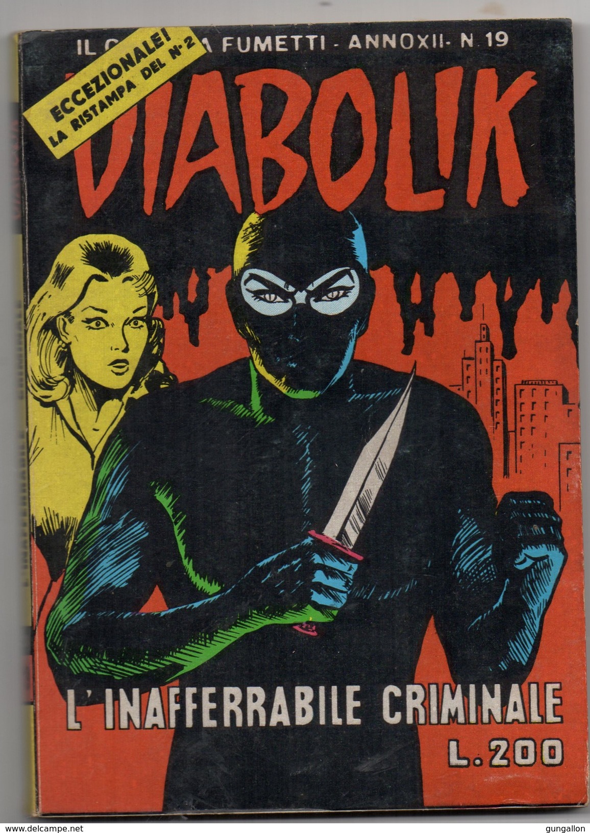 Diabolik (Astorina 1973) Anno XII° N. 19 "eccezionale Ristampa Del N. 2 "L´inafferrabile Criminale" - Diabolik