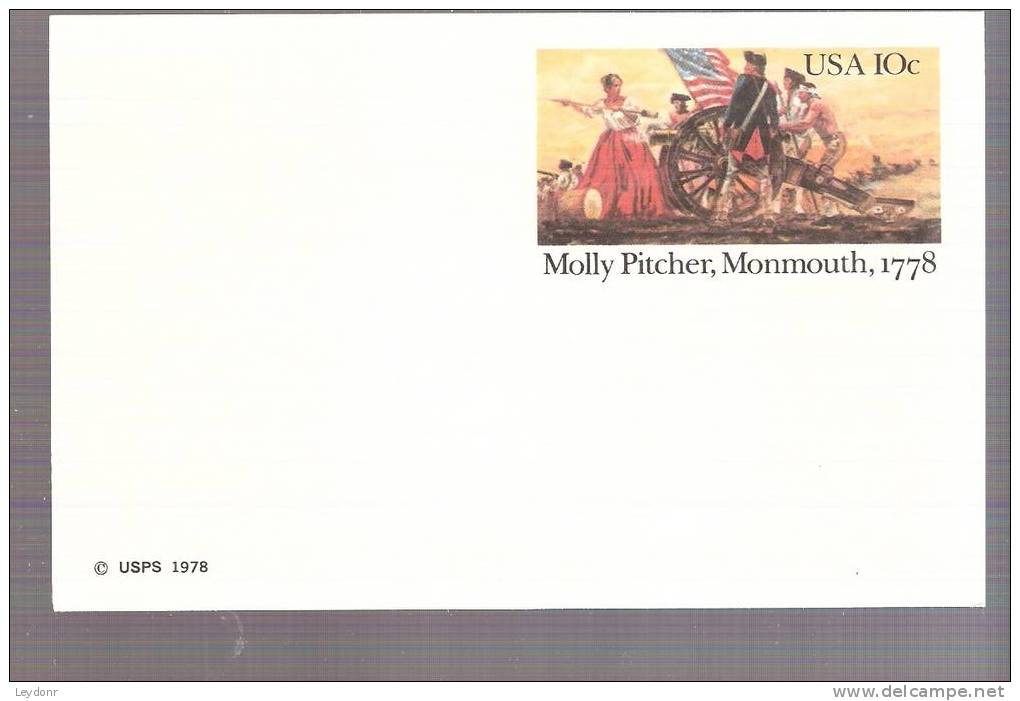 Molly Pitcher Firing Cannon At Monmouth, Postal Card - Scott # UX77 - 1961-80