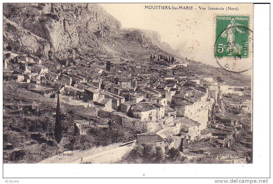 MOUSTIERS SAINTE MARIE : Vue Générale En 1913 - Altri & Non Classificati