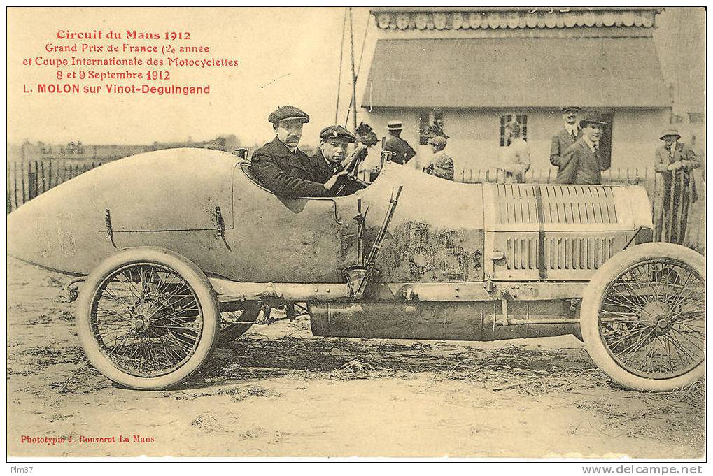 Circuit Du Mans 1912 - L. Molon Sur Vinot-Deguingand - Non Circulé , Parfait état - Autres & Non Classés