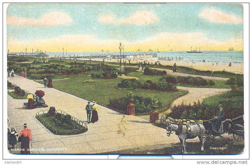Marine Gardens, (Great) Yarmouth, People, Driver W. Horse And Carriage, Great Card Ca 1910 - Great Yarmouth