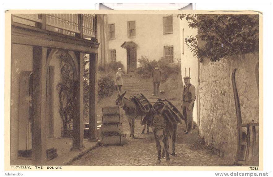 Clovelly, The Square, Donkeys, ânes Publ. Photochrom Ca 1910 - Clovelly