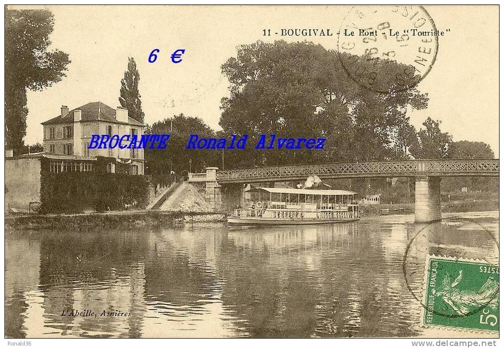 Cp 78 BOUGIVAL Le Pont Le Touriste ( Bateau)texte Signé Elisa LOUBIER - Bougival