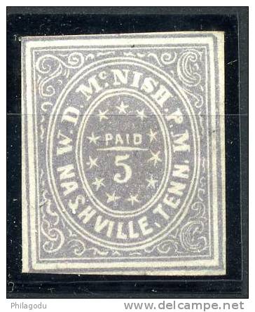 Nashville  Tenn   Scott  61X4  No Gum  Signed In Red But Certainly A Forgery Or Reprint - Locals & Carriers