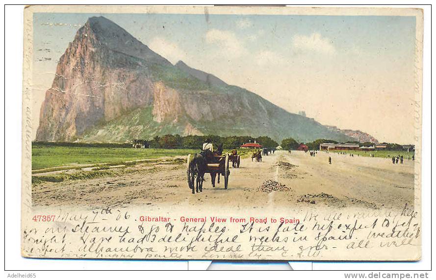 Gibraltar General View From Road To Spain, Animated 1906 - Gibraltar