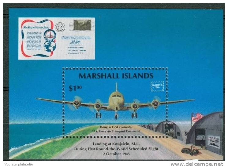 MARSHALL ISLANDS 1986 MI 81 SHEET 1 DOUGLAS C 54 AIRPLANE MNH NEUF ** - Marshall