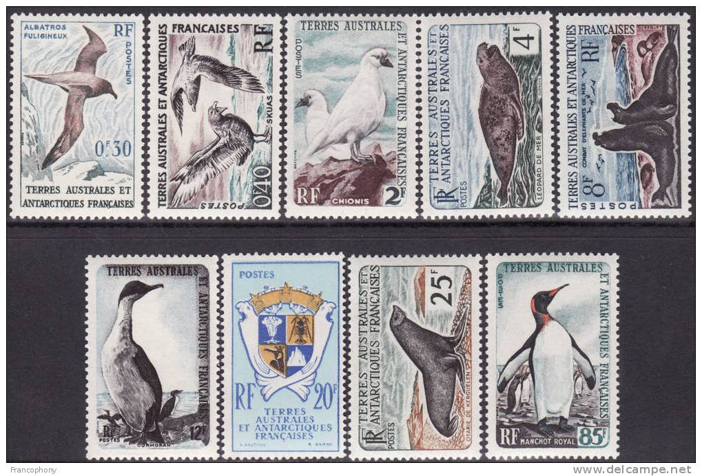 1959-63 / TAAF / Y&T  N°12-17 NEUF* LEGERES TRACES DE CHARNIERE (SERIE COMPLETE) / FAUNE ANTARCTIQUE - Unused Stamps