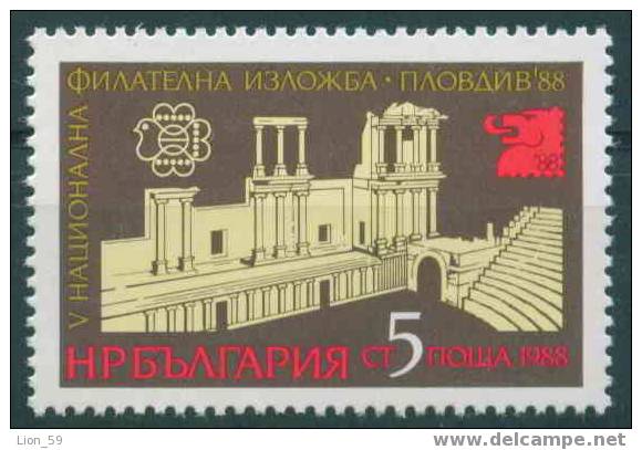 + 3734 Bulgaria 1988 Art > Theatre > National Stamp Exhibition ** MNH /ANTIC THEATRE PLOVDIV - Theatre