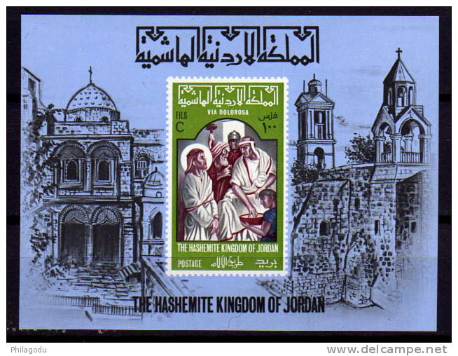Jordanie 1966, Le Chemin De Croix De Jésus ++  Bloc Neuf  Sans Charnière ++Postfrich++cote 30 € - Jordan