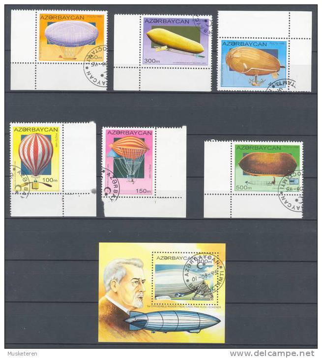 Azerbaijan Mi. 238-242 + Block 14 Miniature Sheet Balloons & Airships Ballons Und Luftschiffe 1995 - Azerbaïjan