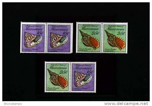 MICRONESIA - 1989  SHELLS  PAIRS FROM BOOKLET MINT NH - Micronésie