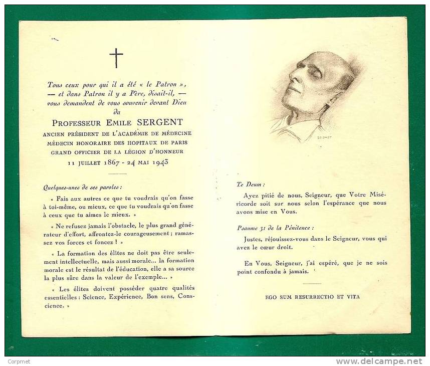 PROFESSEUR EMILE SERGENT - President De L´Academie De Médecine - 1943 - Autres & Non Classés