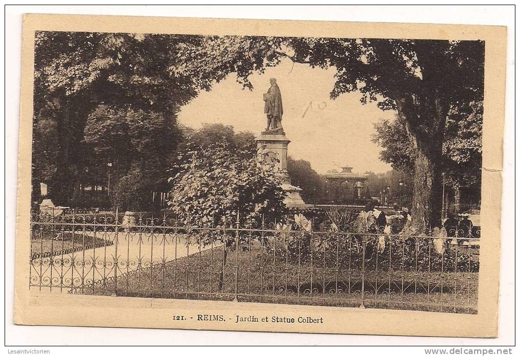 REIMS MARNE JARDIN ET STATUE DE COLBERT   N° 121 - Reims