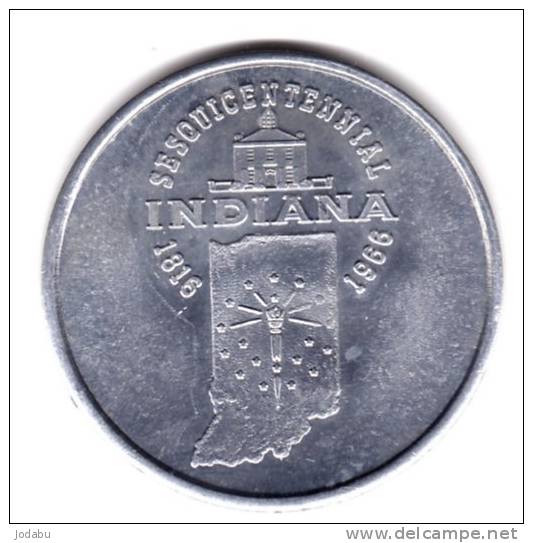 Médaille  En Alluminium  Indiana 1966  -38mm- - Autres & Non Classés