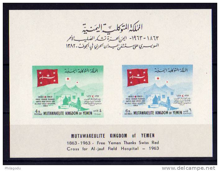 Yemen 1963, 100 Ans Croix-Rouge   BF 14 ** ++ Cote 18 € - Contre La Faim