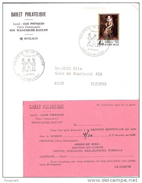 BELGIQUE : 1975:Timbre N°1779 Sur Enveloppe Ayant Voyagé.oblit 1er Jour:"Pilatélie De La Jeunesse"Junex 75"6000-Charlero - Tanz