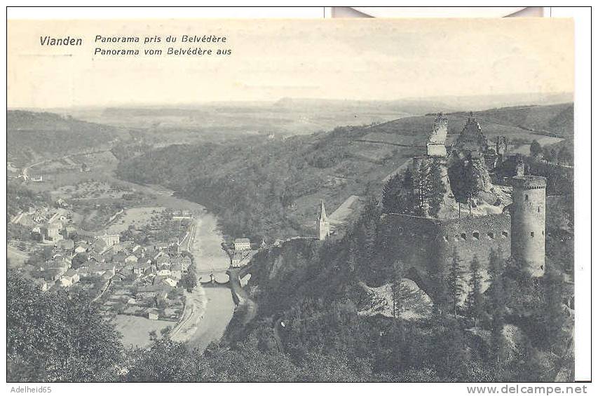 Vianden Panorama Pris Du Belvédère, Kunstverlag P.C. Schoren Ca 1910, Ed. Grand Hotel Des Ardennes, Diekirch - Diekirch