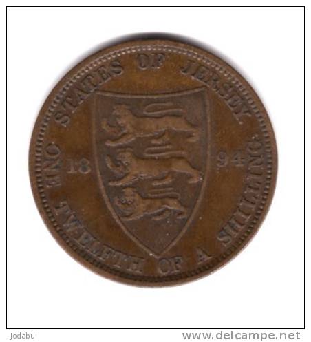 Jersay  1/12  De Shilling De 1894 - Jersey
