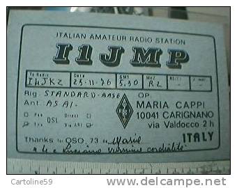 QSL  DA CARIGNANO PAESE TORINO  V1976 BQ18543 - CB