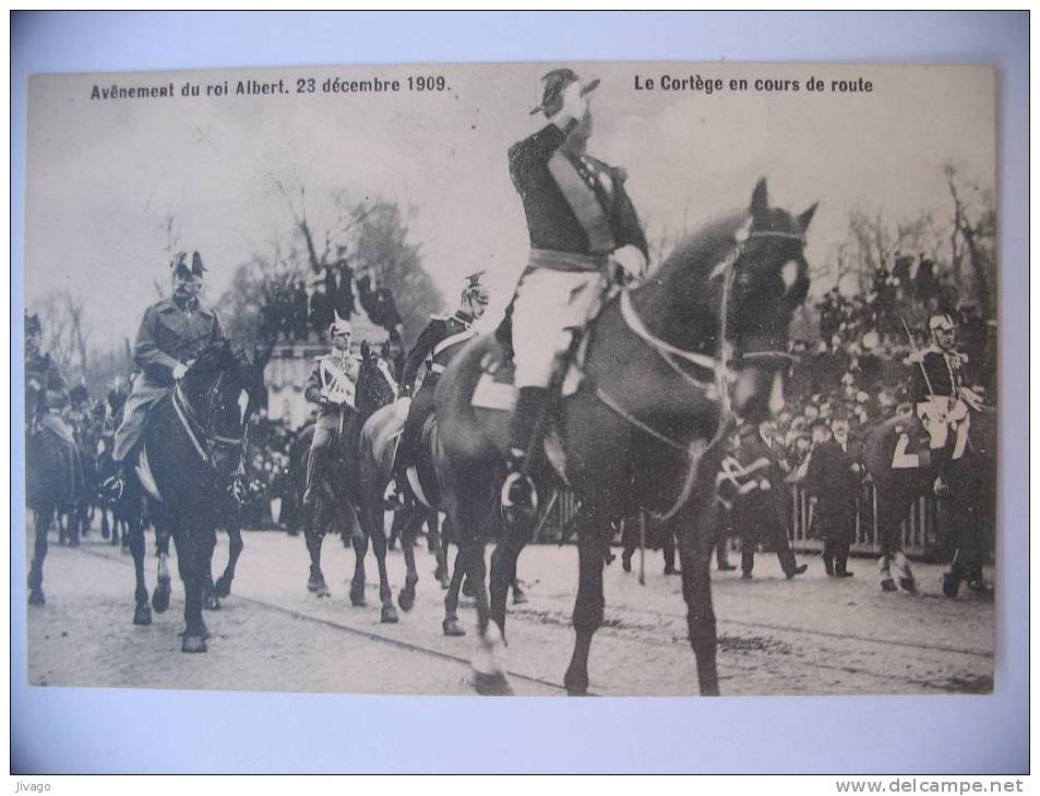 Avênement Du Roi ALBERT, 23 Déc 1909  -  Le Cortège En Cours De Route  -  BP - Case Reali