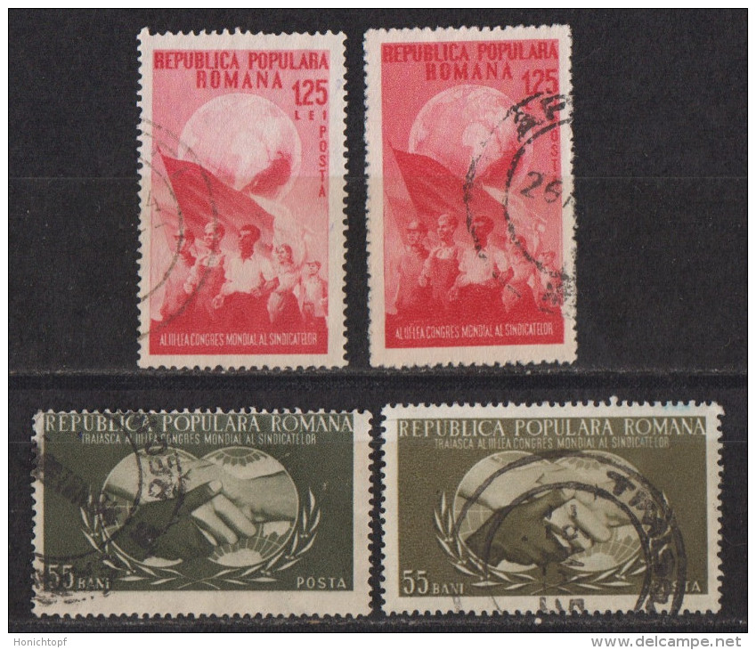 Rumänien; 1953; Michel 1456/7 O; 3 Weltgewerkschaftskongress - Gebraucht