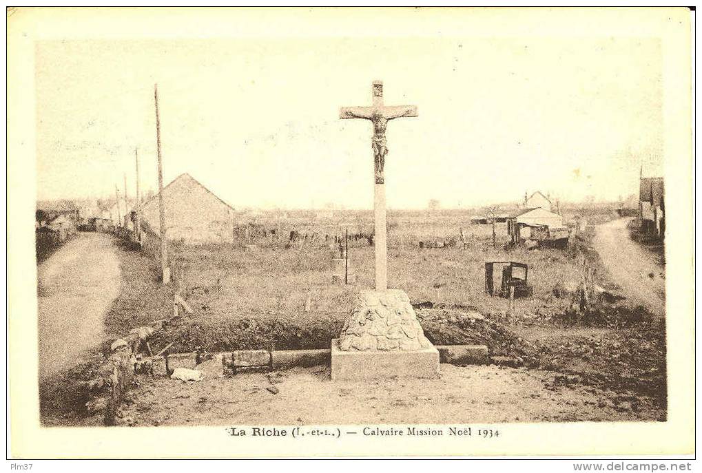 LA RICHE - Calvaire Mission Noèl 1934 -  Non Circulé - La Riche