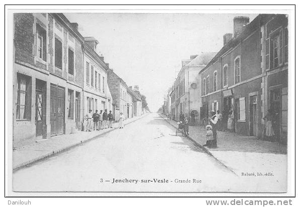 51 // JONCHERY SUR VESLE, Grande Rue, Rabaté édit, ANIMEE N° 3 - Jonchery-sur-Vesle