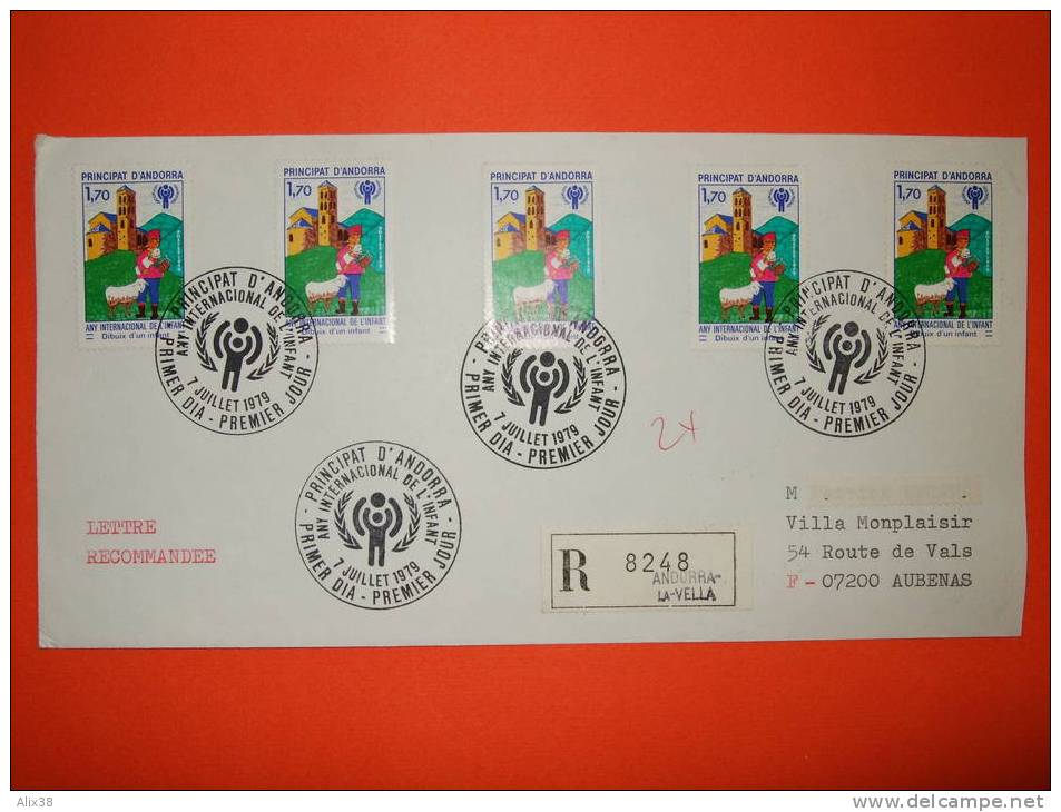 N°279 X 5 Sur Enveloppe En Recommandé, Oblitération Du 1er Jour D´émission. Cachet D´arrivée Au Dos.  Superbe - Used Stamps