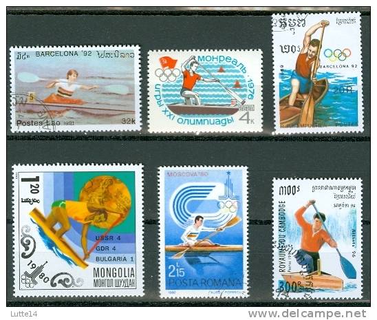 CANOE: Lot N°02 De 6 Timbres, Laos - URSS - Cambodge - Mongolie - Rooumanie - Canoë