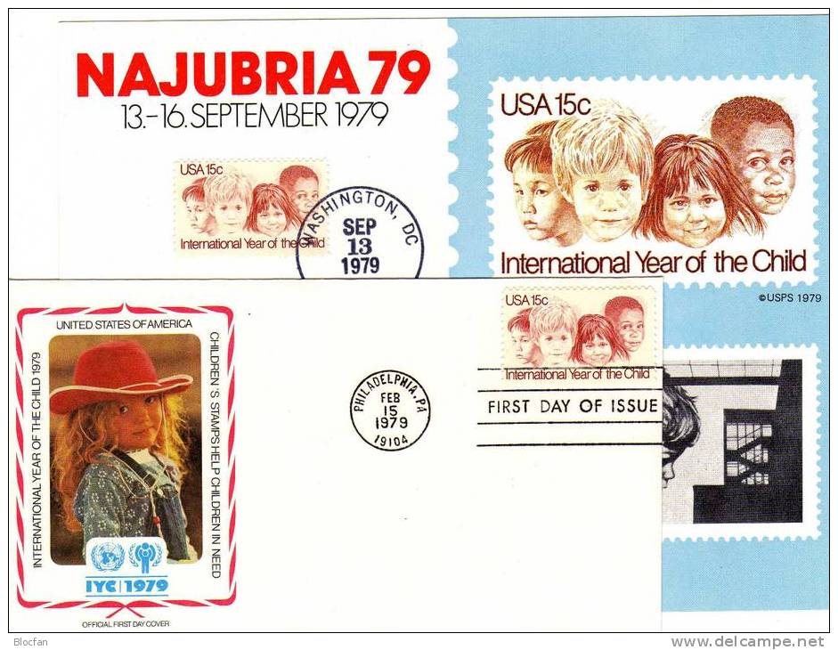 UNICEF Kindertag 1979 Kinder Der Welt USA 1373 Auf FDC + Gedenkblatt 6€ - UNICEF