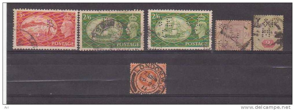 GB Different Stamps With Perfins. Used - Perfins