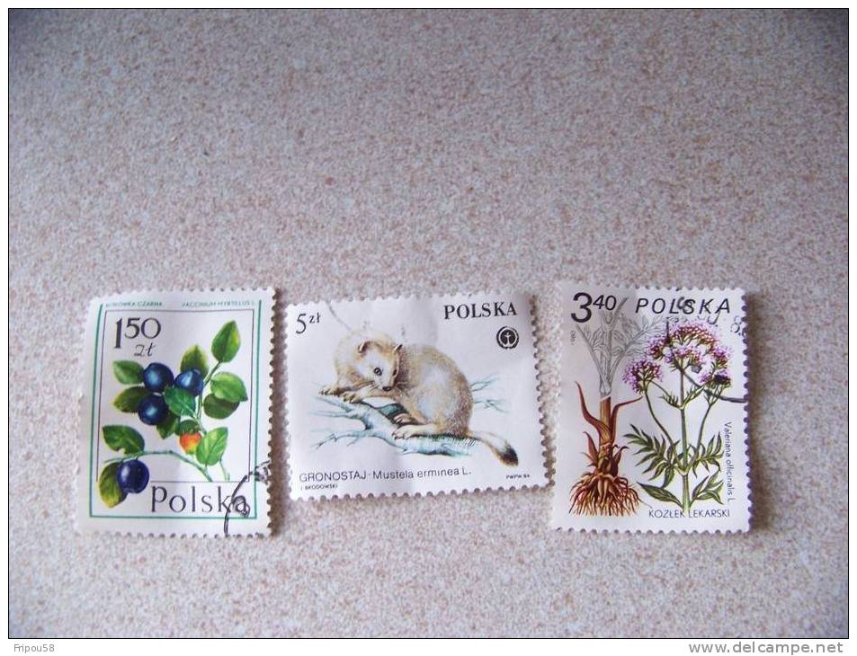 TIMBRES POLOGNE OBLITERES FAUNE ET FLORE - Used Stamps