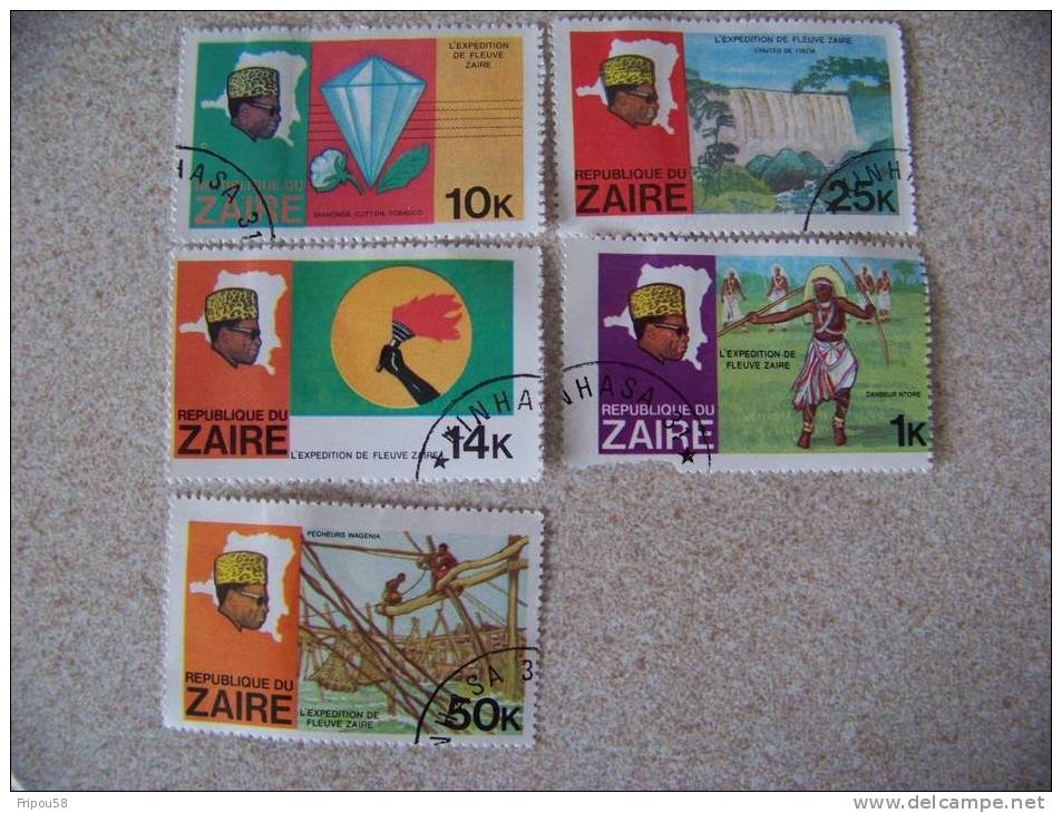 TIMBRES ZAIRE EXPEDITION DU FLEUVE ZAIRE -  OBLITERES - Andere & Zonder Classificatie