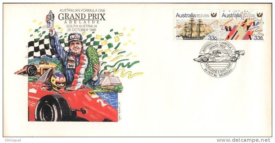 1986 Australia  Automobile Grand Prix  Formula 1 Adelaide  Sur Lettre - Automobile