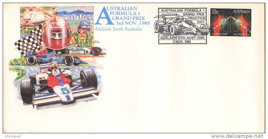 1985 Australia  Automobile Grand Prix  Formula 1 Adelaide  Sur Lettre - Automobile