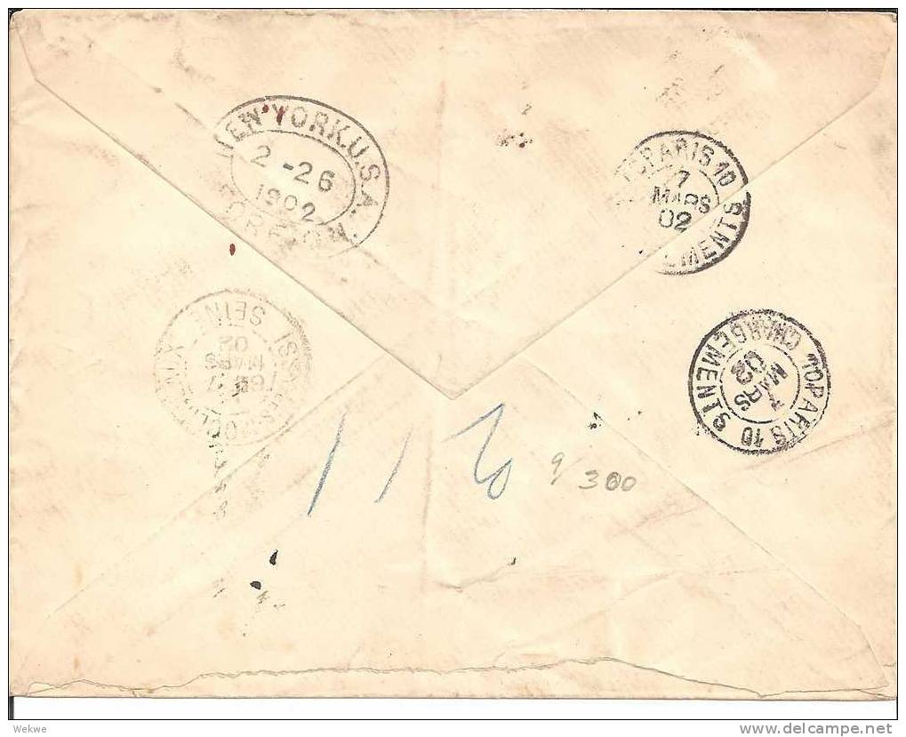 Ven006a/  VENEZUELA - Brief (cover, Leetre)  Maracaibo 1902 R-Stempel (+ N.Y. Zettel) - Venezuela