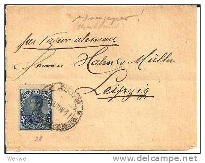 Ven049/  VENEZUELA - Streifband 1892, Bolivar 5 Cts. Nach Leipzig - Venezuela