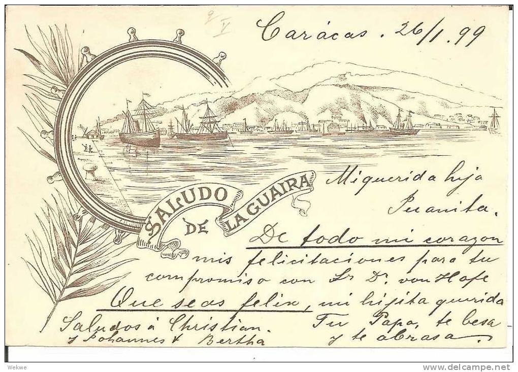 Ven050/ VENEZUELA -   Bild-Ganzsache, La Guaira 1899 Nach Deutschland, Segeberg - Venezuela